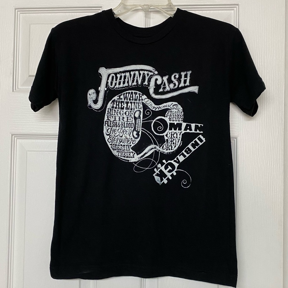 Johnny Cash Graphic Band Tee Man In Black Short Sleeve T Shirt Sz XS